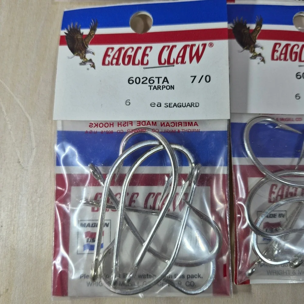 Eagle Claw 6026TA Tarpon Fishing Hooks 7/0 SeaGuard